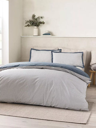 Oxford Pinstripe Duvet Cover Set | Navy