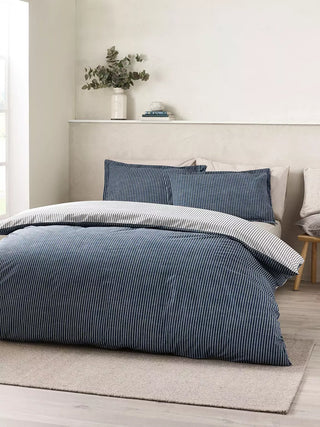 Oxford Pinstripe Duvet Cover Set | Navy