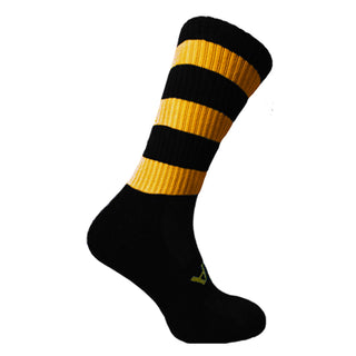 Atak Sports Shox Midleg Football Socks Black and Amber