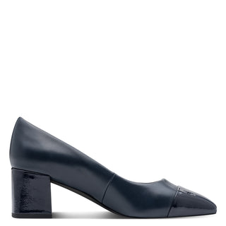 Round Court Block Heel Shoe | Dark Navy