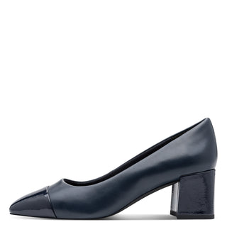 Round Court Block Heel Shoe | Dark Navy