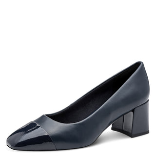 Round Court Block Heel Shoe | Dark Navy