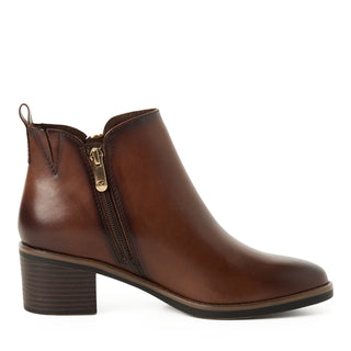 Round Toe  Zipper Ankle Boot | Cognac