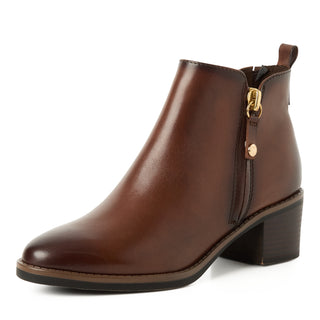 Round Toe  Zipper Ankle Boot | Cognac