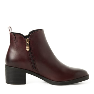 Round Toe  Zipper Ankle Boot | Bordeaux
