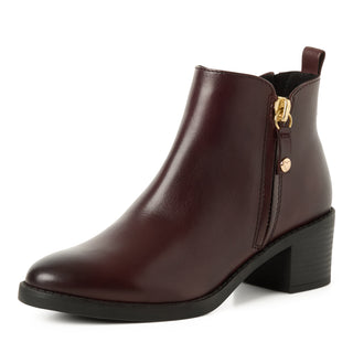 Round Toe  Zipper Ankle Boot | Bordeaux