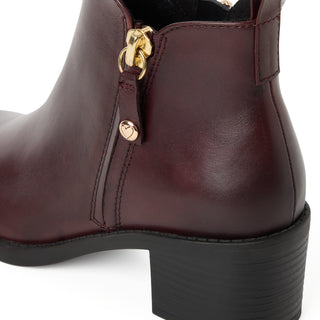 Round Toe  Zipper Ankle Boot | Bordeaux