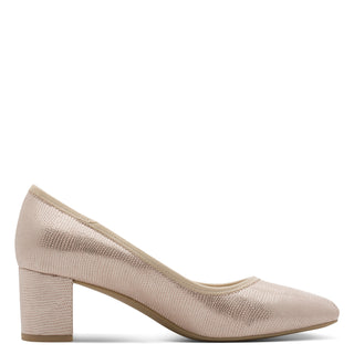 Block Heeled Pumps  | Beige Metallic
