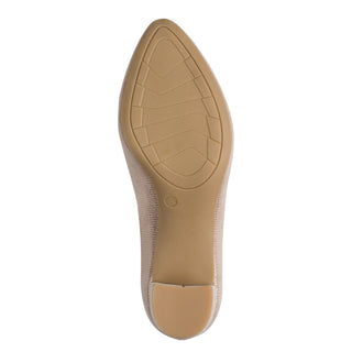 Block Heeled Pumps  | Beige Metallic
