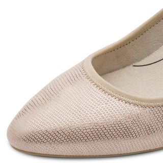 Block Heeled Pumps  | Beige Metallic