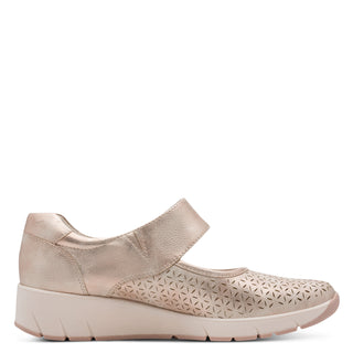 Wedge Cross Strap Shoe | Rose Gold
