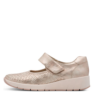 Wedge Cross Strap Shoe | Rose Gold