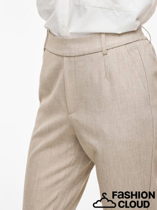 Varone High Waist Slim Pants  | Natural Melange