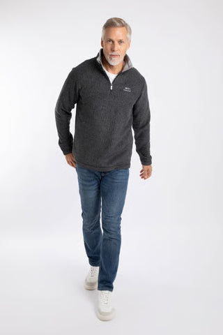 Newark 1/4 Zip Grid Fleece | Washed Black