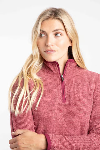 Sarah 1/4 Zip Textured Fleece | Garnet