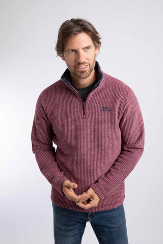 Newark 1/4 Zip Grid Fleece | Red Grape