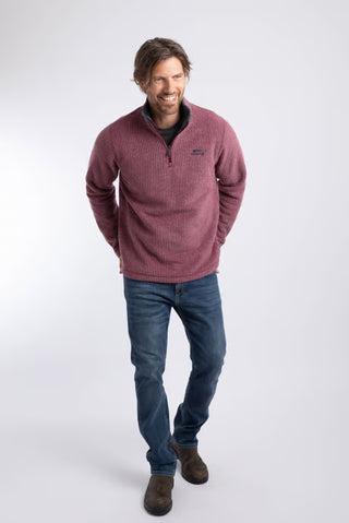 Newark 1/4 Zip Grid Fleece | Red Grape