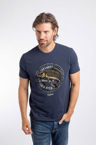 Carpe Front Print Graphic T-Shirt  | Navy