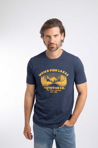 Lakes Front Print Graphic T-Shirt | Dark Blue
