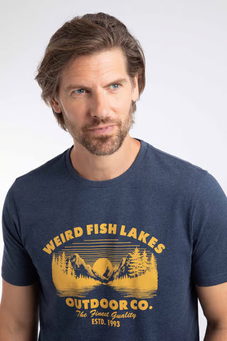 Lakes Front Print Graphic T-Shirt | Dark Blue