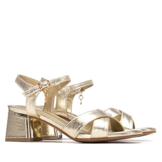 Block Heel Sandal | Gold