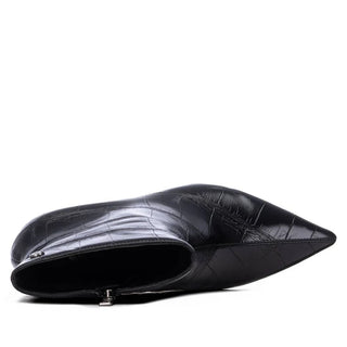 Faux Crocodile Ankle Boot | Black