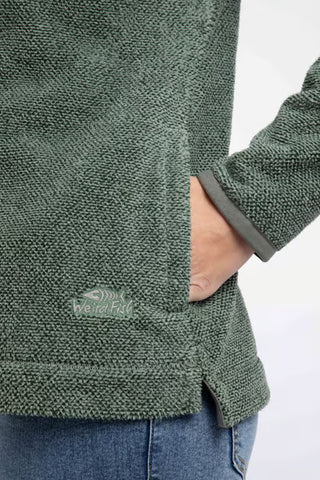 Sarah 1/4 Zip Textured Fleece | Military Green