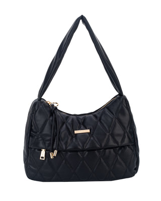 Pipit Shoulder Bag Front Zip Black