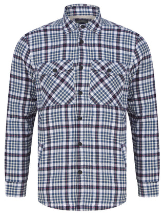 Sawatch Borg Lined Cotton Flannel Checked Overshirt Jacket Blue