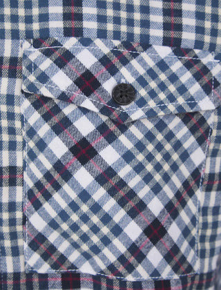 Sawatch Borg Lined Cotton Flannel Checked Overshirt Jacket Blue