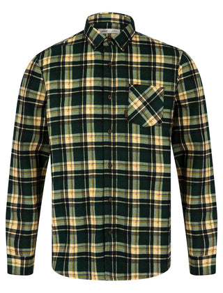 Apak Checked Cotton Flannel Shirt Scarab Green