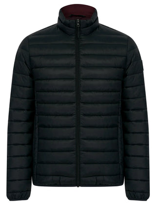 Inigo Funnel Quilted Jacket Black Burgundy