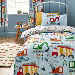 Digger Dreams Duvet Cover Set | Blue