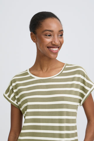 Pamila Round Neck Tee | Vetiver Stripe