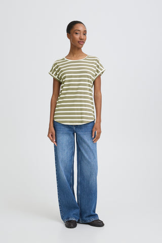 Pamila Round Neck Tee | Vetiver Stripe