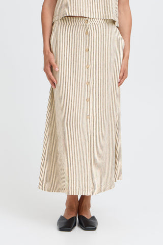 Falakka Button Skirt | Rainy Day Stripe