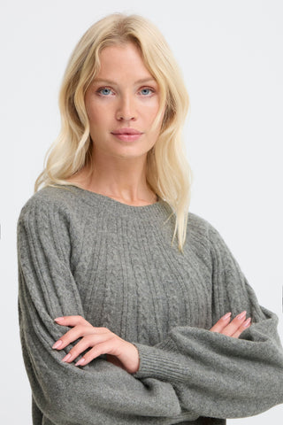 Magge Cable Jumper | Mid Grey Melange