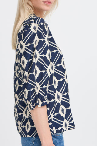 Ikaia V Neck Blouse | Navy Blazer