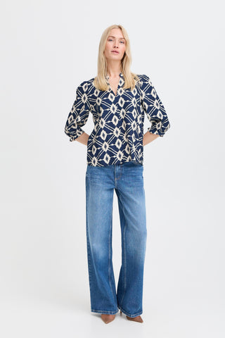 Ikaia V Neck Blouse | Navy Blazer