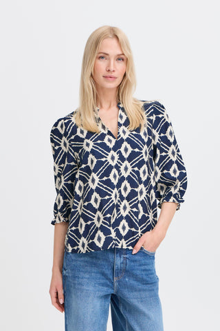 Ikaia V Neck Blouse | Navy Blazer