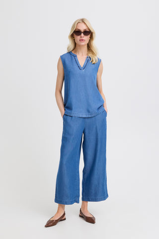 Kosmo Sleeveless Top | Mid Blue Denim