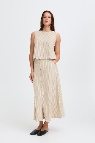 Falakka Round Neck Top | Rainy Day Stripe