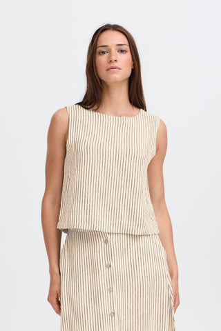 Falakka Round Neck Top | Rainy Day Stripe
