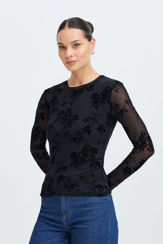 Rimesha Long Sleeve Top | Meteorite