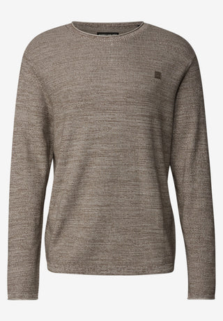 Crew Neck Pullover | Dull Brown Melange