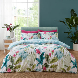 Catherine Lansfield Aruba Tropical Floral Reversible Duvet Cover Green