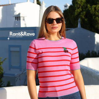 Rant and Rave Loren Pink Jumper Red Stripe
