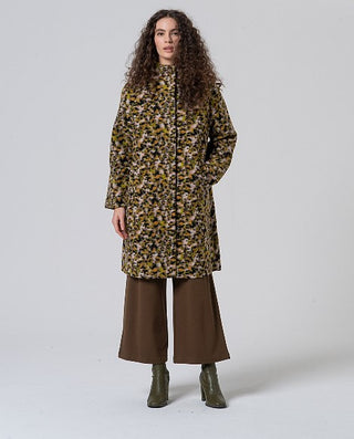 Leopard Print Wool Coat | Green