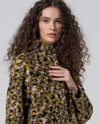 Leopard Print Wool Coat | Green