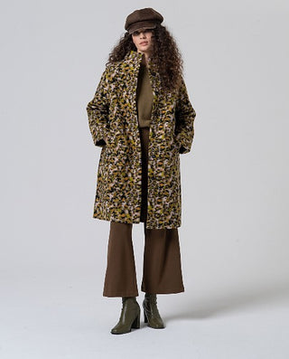 Leopard Print Wool Coat | Green